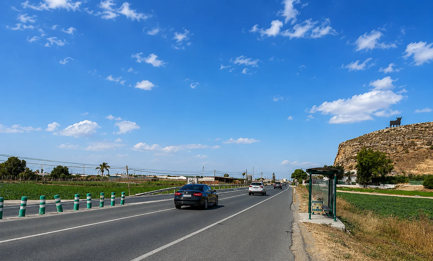 paysage andalousie sur la route de Lisbonne à Tarifa en voiture