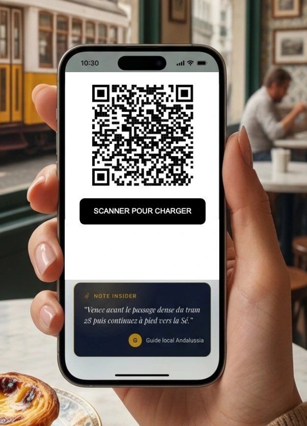  Scanner le code QR  —  pour avoir l'aperçu de l’application Atlas Guides Lisboa Insider
