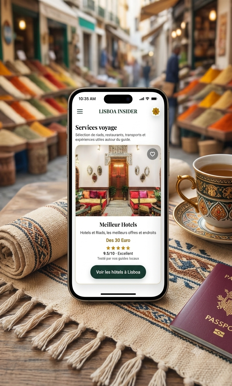 Adresses sélectionnées — aperçu de l’application Atlas Guides Lisboa Insider
